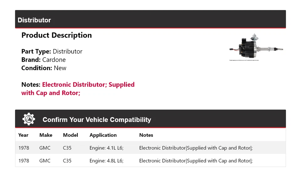 Cardone distribuidor GMC C35 1978 - Imagem 2 de 4