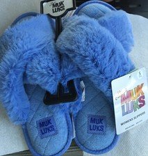NWT The Original Muk Luks Slipper Women's S 5-6 In Blue