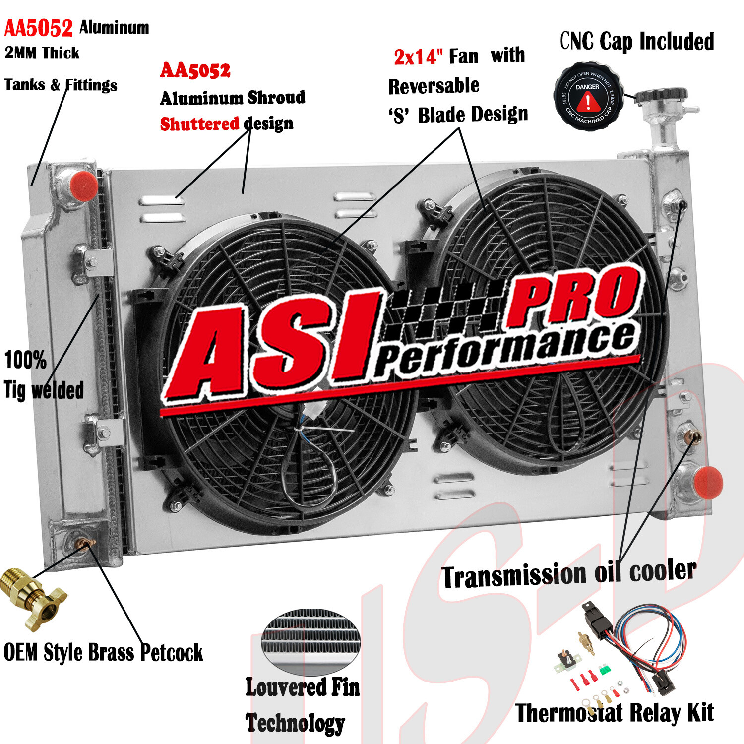 4 Row Radiator Shroud Fan Relay For 2003-05 Chevy Express GMC Savana 1500 2500