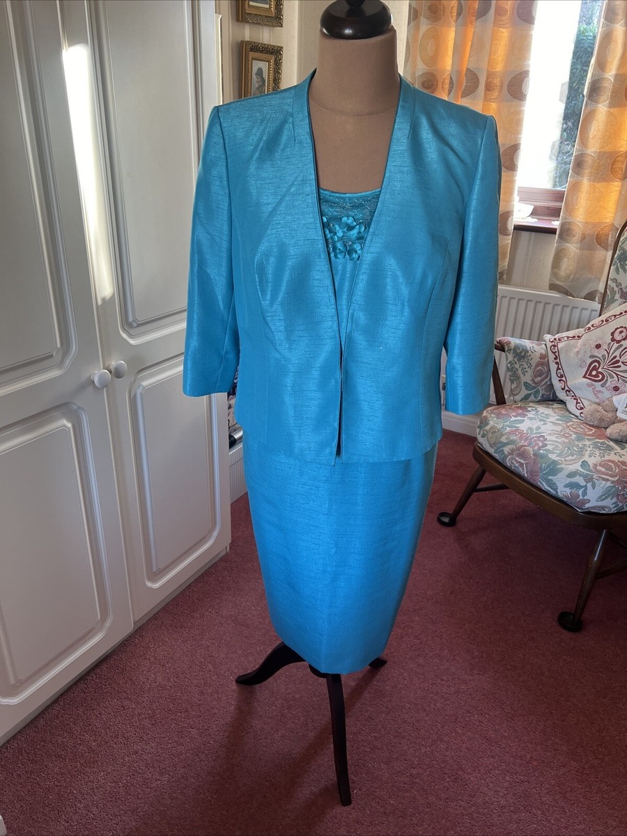 Jacques Vert Petite Turquoise Dress Size 16 And Jacket Size 18 - Main Image