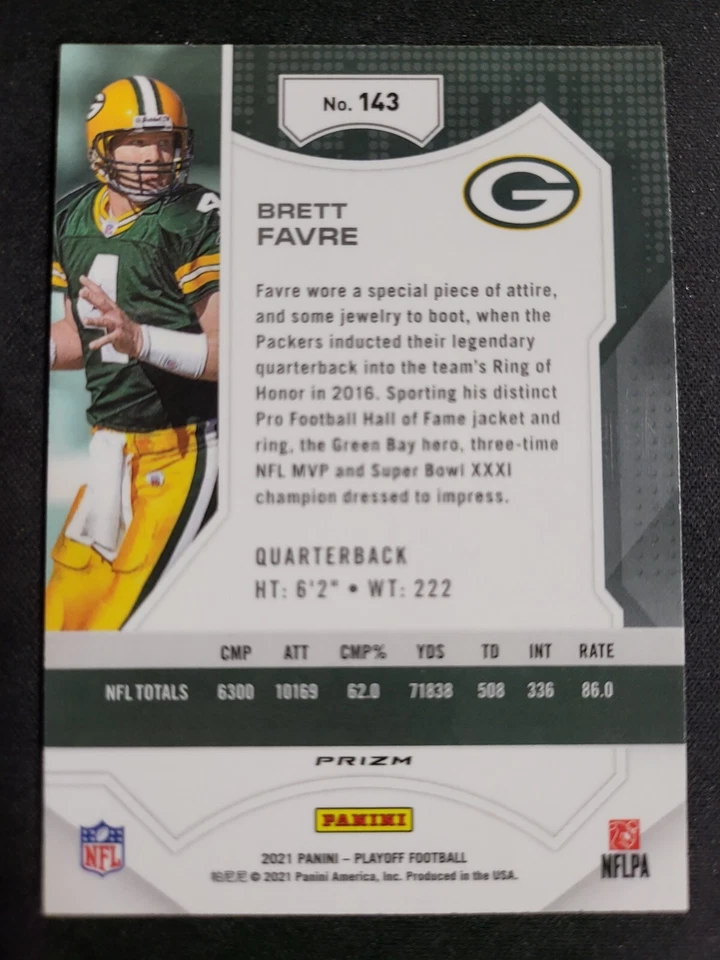 2021 Playoff Plus Brett Favre SILVER PRIZM Card #143 Packers HOF - Image 2 of 2