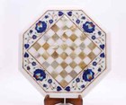 15" Chess Board Marble chess Table Top inlay lapis malachite decor children home