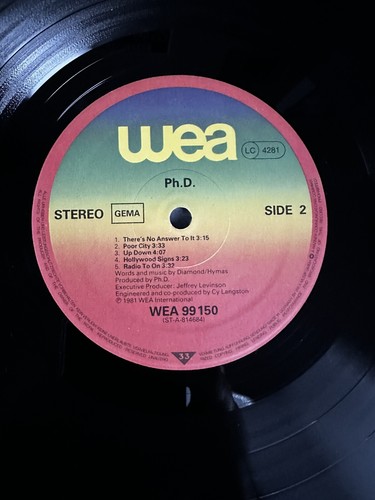 RARE VINYL LP Ph.D. SELFTITLED ALBUM GERMAN 1ST PRESS 1981 WEA 99 150 EX/VG+ - Picture 8 of 12