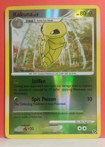 Kakuna 73/106 Reverse Holo Great Encounter Pokemon Card Nintendo 2008 - Picture 1 of 5
