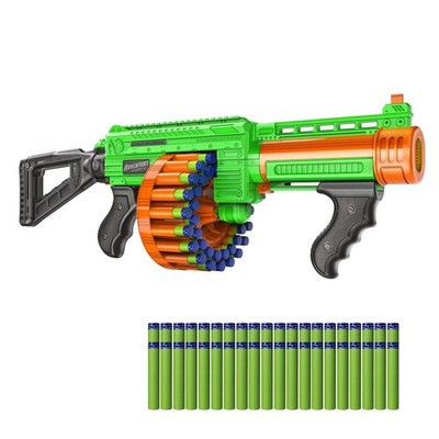 Villainator Pump-Action Super-Drum Foam Dart Blaster, Slamfire Power,