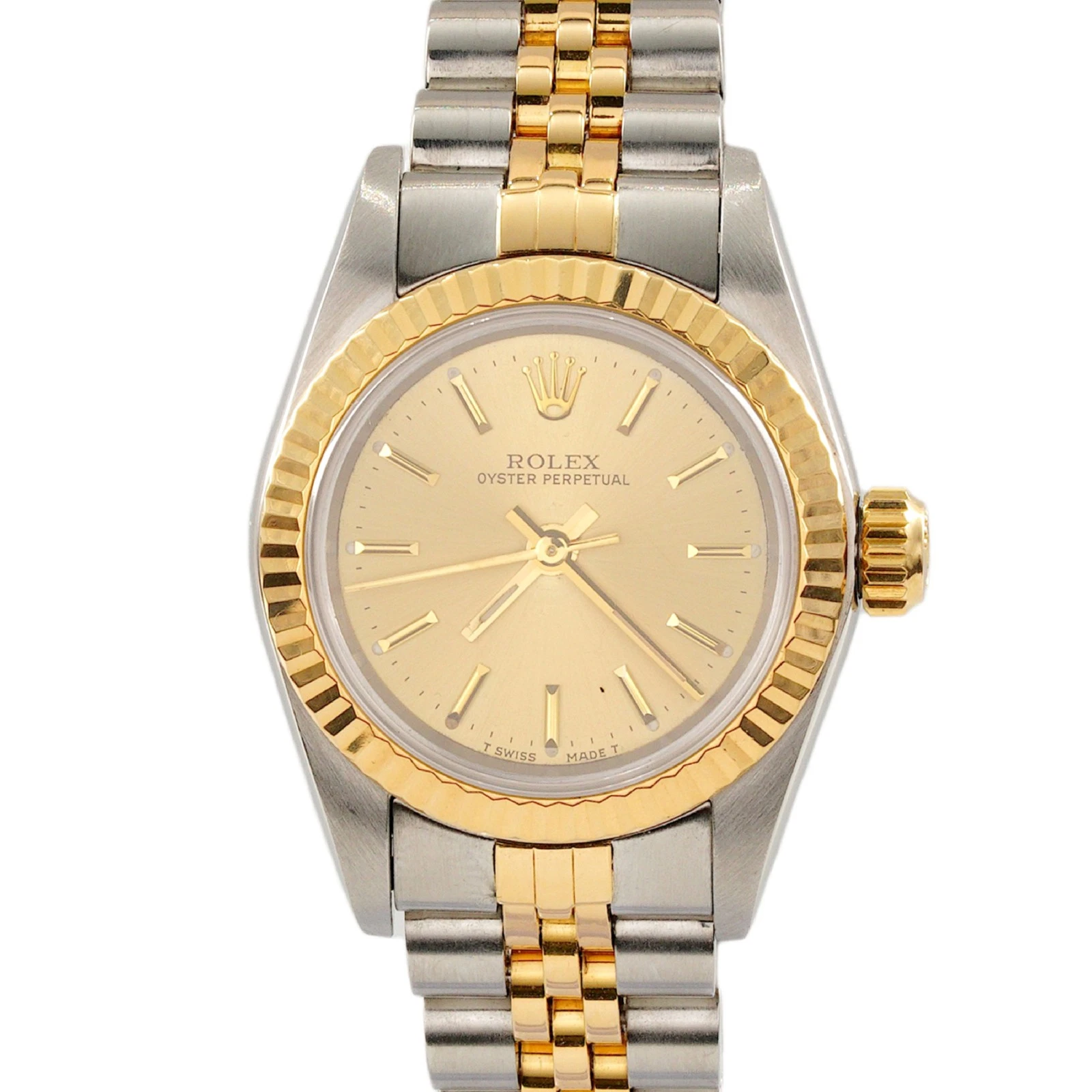 Rolex — Ladies Rolex Two-Tone 18K/SS Oyster Perpetual Watch with Champagne Dial 67193