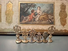  6 Vtg Wax Seal Stamps Envelope Party "RSVP" "SWANK", "L", Lion,Butterfly, Daisy