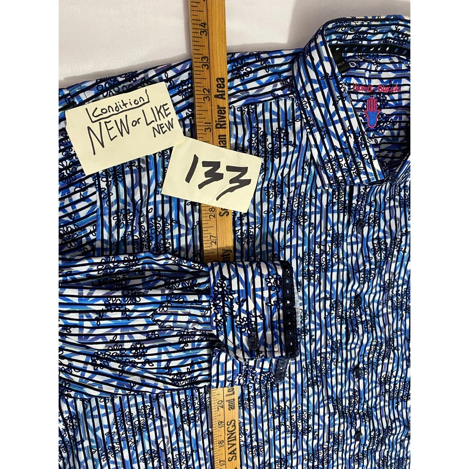 Camisa de manga larga Visconti para hombre talla 2XLT negra azul púrpura terciopelo texturizado Foto 3 de 4