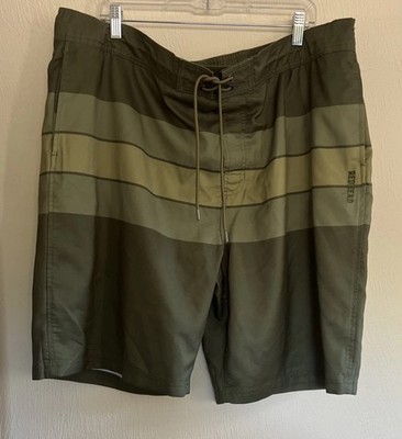 RedHead Men s Swim Trunks Lined Bathing Suite 2XL Green Olive Striped