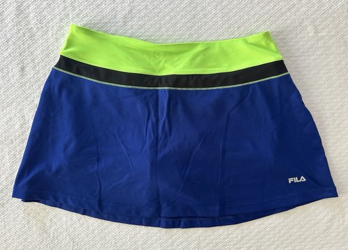 Fila Womens Tennis Golf Pickleball Skirt Skort Large Bright Blue Neon Green EUC