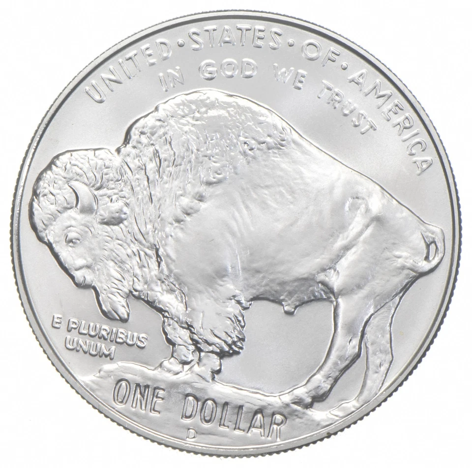 2001-D Unc Buffalo Commemorative Silver Dollar $1 *0078 - Image 2 of 3