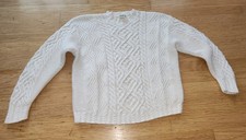 Vtg Eddie Bauer Fisherman S Petite Sweater Chunky Cable Knit 100 Cotton  GUC