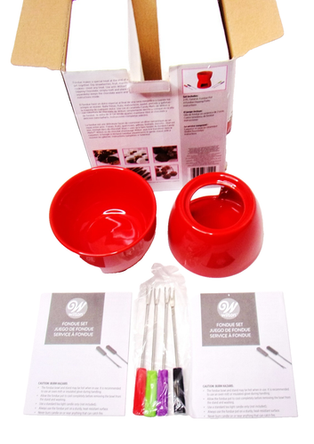 Wilton Ceramic Red Candle Fondue Set New In Box - Picture 3 of 12