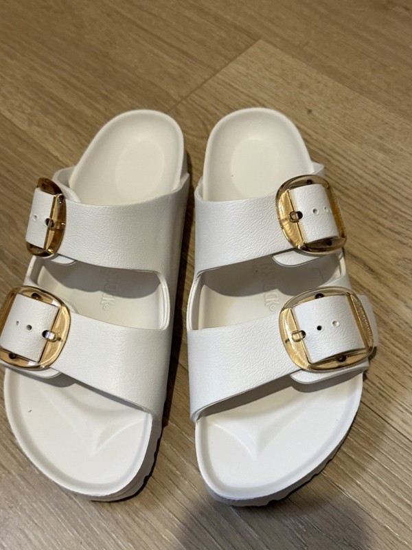 Birkenstock Arizona Big Buckle Slide Sandals Off White