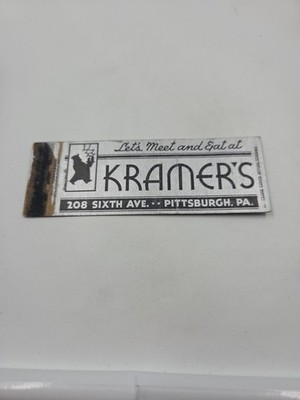 Meet And Eat At Kramer's Pittsburgh Pennsylvania Full Cover Matchbook Cover