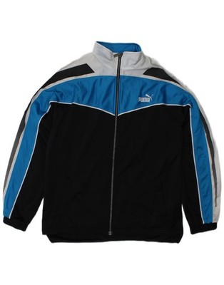 PUMA Mens Graphic Tracksuit Top Jacket Small Black Colourblock Polyester DX11