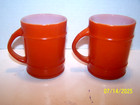 PAIR (2) of Anchor Hocking Fire King Vintage Barrel Milk Glass Mug Burnt Orange  — photo 6