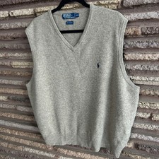 Polo by Ralph Lauren Sweater Vest Vintage Tan 100 Lambswool Size XXL