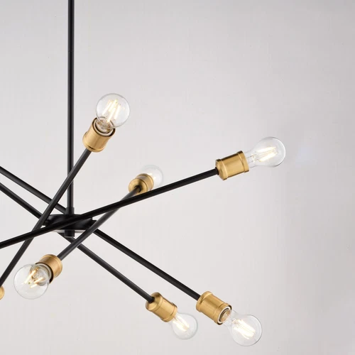 Gresham 34.25-in. W 10 Light Chandelier Antique Gold with Matte Black - Picture 2 of 6