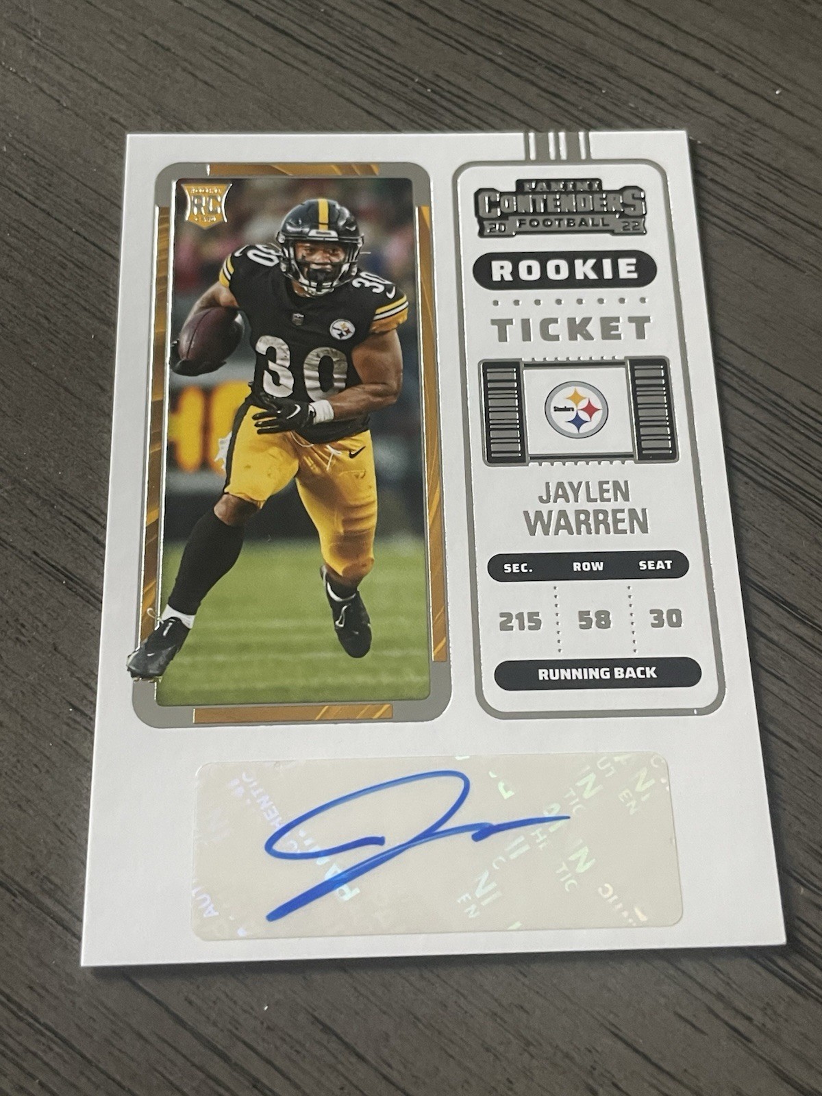 *** 2022 Panini Contenders  #286 JAYLEN WARREN Auto RC Rookie Steelers ***