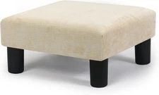 Small Foot Rest Stool Ottoman, 15" Fabric Square Footstool Upholstered Footrest