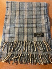 Alex Begg Gray Blue Brown Plaid Scarf 100 Wool