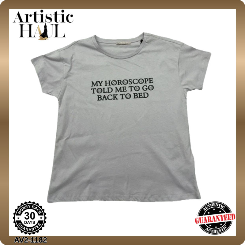 Camiseta blanca de manga corta con estampado de horóscopo Koton para mujer