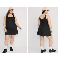 Old Navy Active Powersoft Go-Dry Athletic Dress Black XXL Square Neck Mini