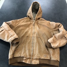 Vintage Berne Chore Jacket Hooded Duck Canvas Work Coat Sherpa Lined XL
