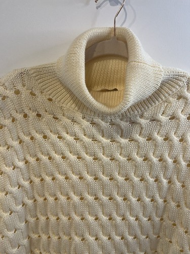 PONCHO MUJER CREMA PUNTO SUÉTER FLECOS MELLO LOS ANGELES BOHO COTTAGECORE - Imagen 2 de 7