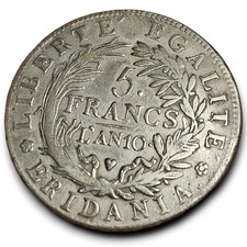 5 Franchi Repubblica Subalpina L'AN 10 Torino 1802 argento RARA AFFARE COD-191