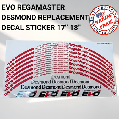 EVO REGAMASTER DESMOND HOCHWERTIGER ERSATZAUFKLEBER AUFKLEBER 18'' 17''