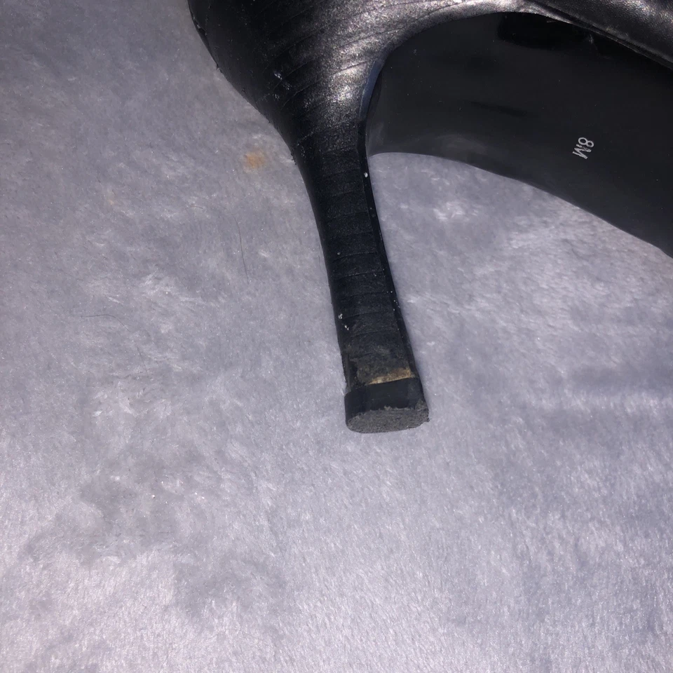 Valerie Steven's point black leather ankle boots Zipper & metal buckles Size 8 - Image 3 of 4