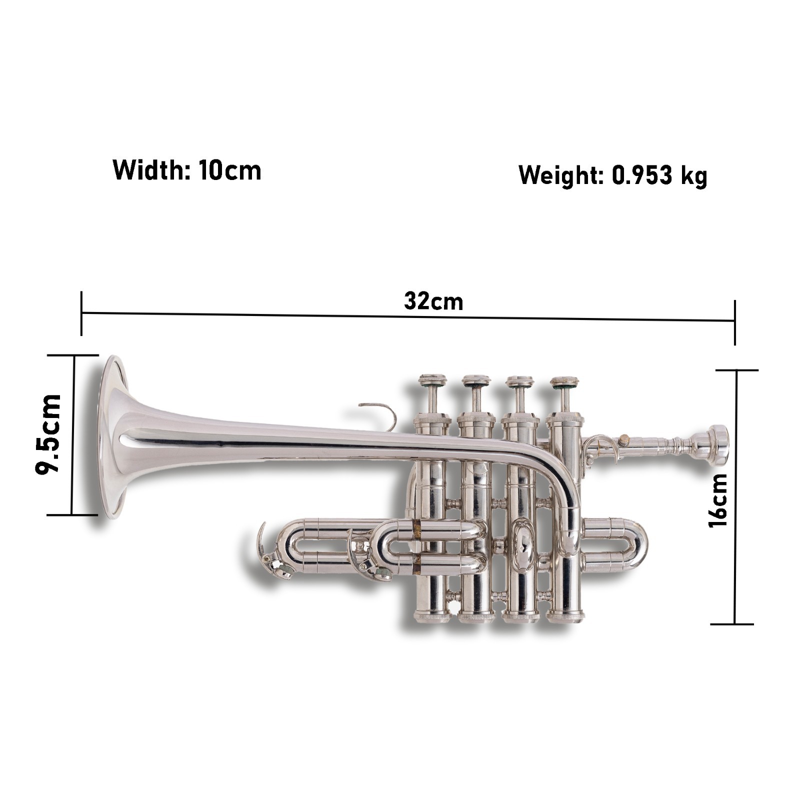 QUEENBRASS/ Piccolo trumpet nickel and finish with hard case and MP..