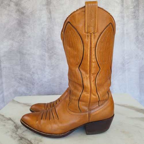 Pan Post SPAIN Style Embroidered Western Boots Men's Size 9 D Tan - Picture 7 of 22