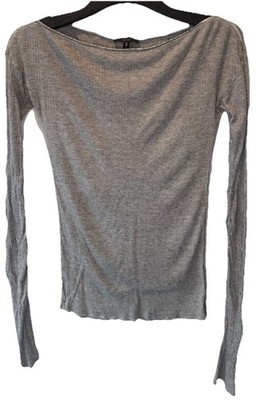Rag & Bone Womens Gray Knit Ribbed Long Sleeve Top M Capsule Minimalist Basic