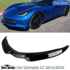 Front Bumper Lip Splitter Spoiler For 2014-2019 Corvette C7 Stage 2 Gloss Black