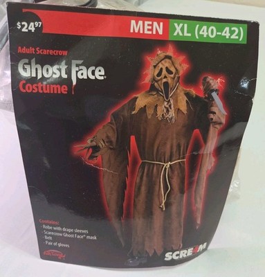 Ghost Face Scream 4 Burlap Scarecrow Halloween Costume Men's Size XL (40-42).