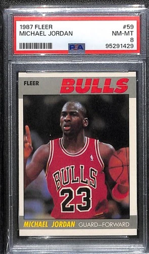 1987 Fleer Basketball #59 Michael Jordan Chicago Bulls HOF PSA 8 NM-MT