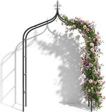 Thick Gothic Pointed Metal Garden Arch Rust-Proof for Climbing XL, Black