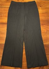 St John Caviar Women Black Wide Leg Stretch Designer Career Work Trouser Pants 8
