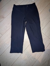 Vintage Pinns Cropped Trousers Size 12 Navy Blue Pocket Elastic Waist