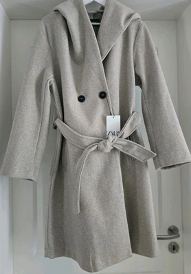 Zara Soft Mantel mit Kapuze, Größe M Damen Jacke  Softmantel Neu - Bild 1 von 4