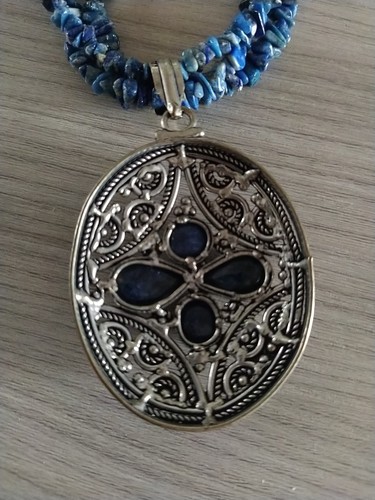 collana lunga da donna lapislazzulo blu Con Pendente Argento - Foto 5 di 5