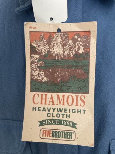 NWT- Vintage Five Brother Chamois Shirt- Men's 2XL - 100% Cotton- Blue - Picture 8 of 10