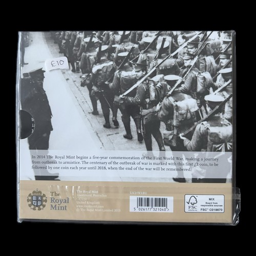 MONETA 2 STERLINE 2014 REGNO UNITO COMMEMORATIVA DEL 100° ANNIVERSARIO DELLO SCOPPIO DELLA PRIMA GUERRA MONDIALE BUNC - Foto 2 di 3