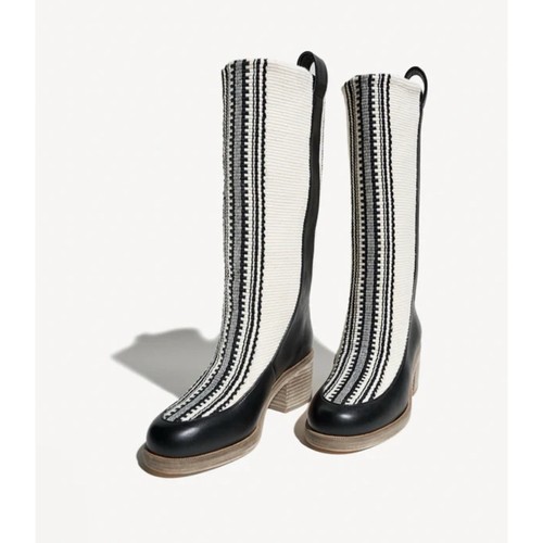 Neu Free People Amambaih Julia Stoffstiefel mit Absatz weiß schwarz Damen 8/EUR 38 - Bild 14 von 15