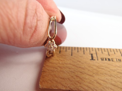 Solid 14k Yellow Gold Flower Ring With 7 Real Diamond's Gift for Her Size 8 - Picture 13 of 20