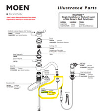 Moen 144473SRS Aerator in Spot Resist Stainless For Kitchen Faucet CA87524SRS