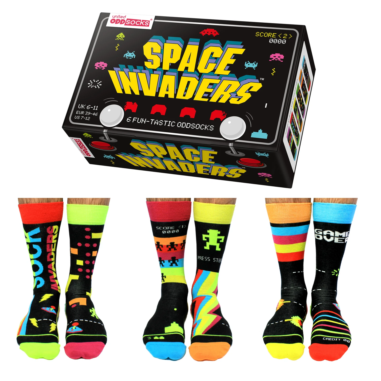 Space Invaders Novelty Socks by United Oddsocks Men's Birthday Gift Idea